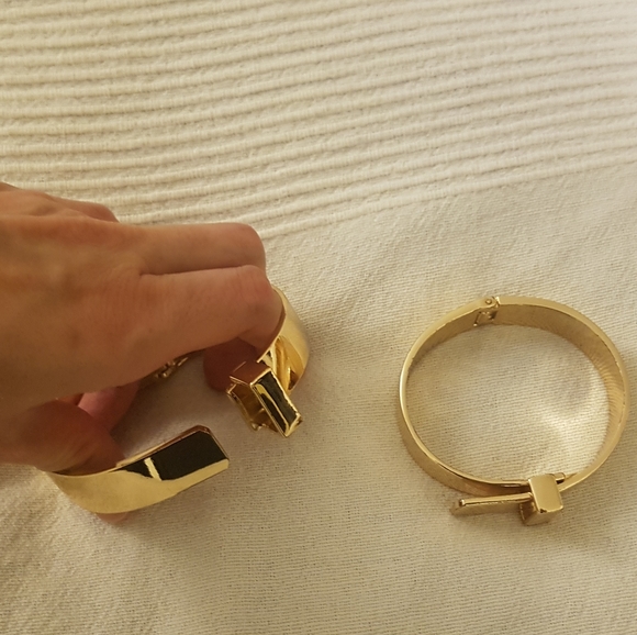 BCBG Gold Cuffs / Bracelets (Matching Pair) - Adjustable with Hinges - Picture 4 of 13